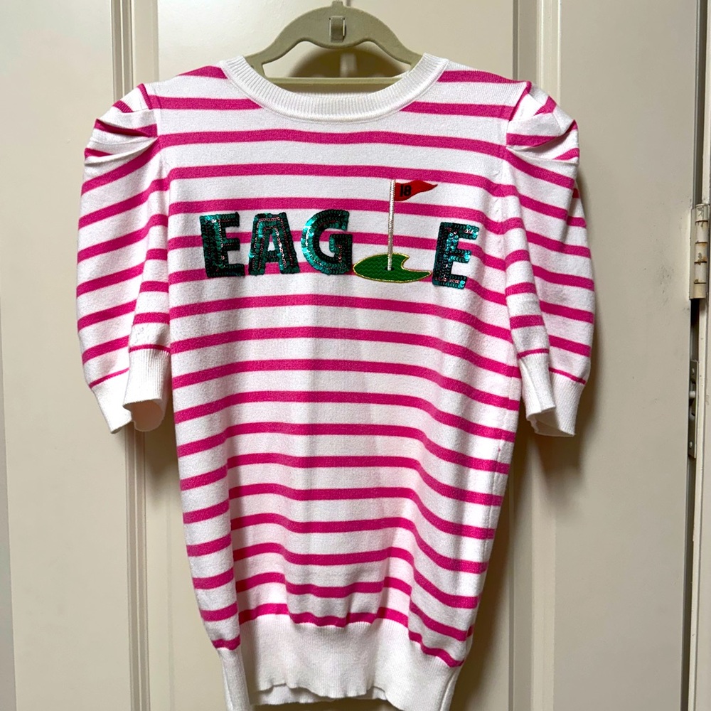 Judith March Vibrant Striped Sweater with Eagle Design